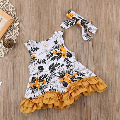 

Newborn Kids Baby Girls Flower Party PageaDDF Tutu Prom Casual Dress Clothes CA