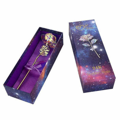 

Galaxy 24K Gold Rose Valentines Day Gift Romantic Crystal Flower With Gift Box