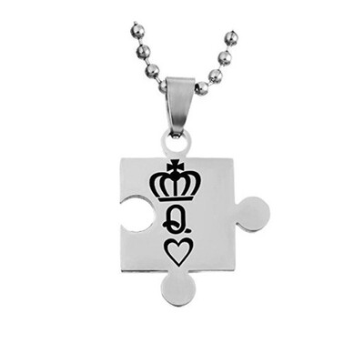 

Stainless Steel Fashion Lover Puzzle Queen And King Pendant Necklace For Couples Jewelry