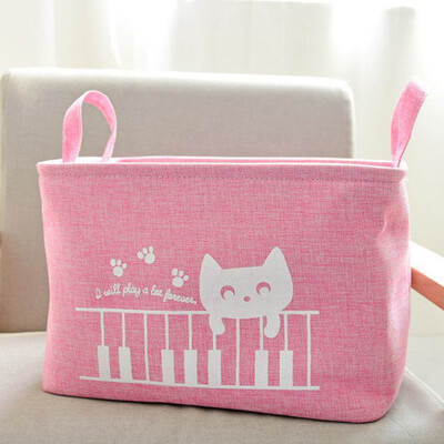 

Siaonvr Cotton Linen Waterproof PE Coating Storage Basket Sundries Storage Shopping Box