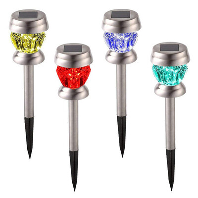 

〖Follure〗4Pcs LED Solar Garden Lights Diamond Solar Garden Stake Lights Auto Sensor Funct