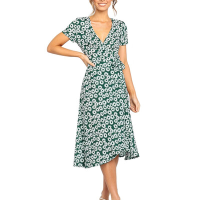 

Womens summer V-neck tie casual beach skirt