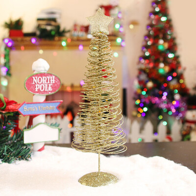 

Toponeto Mini Desktop Iron Christmas Tree Home Office Decoration Gift Ornaments Creative