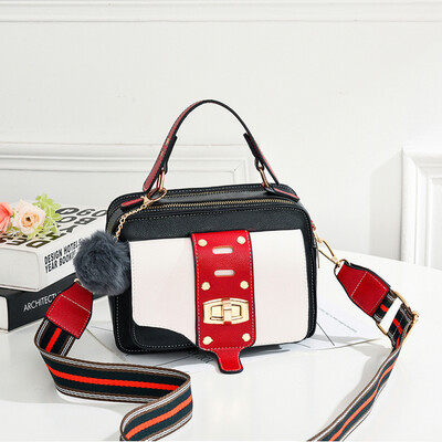 

Womens color contrast small square bag slung leisure box hand bill of lading shoulder Joker foreign style popular in summer