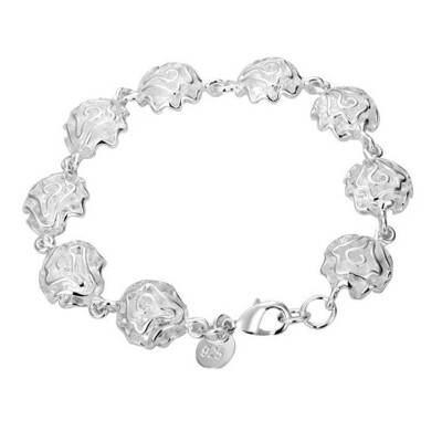 

Retro Modish Wholesale Woman Fashion Rose Flower Style 925 Sterling Silver Bangle Bracelet