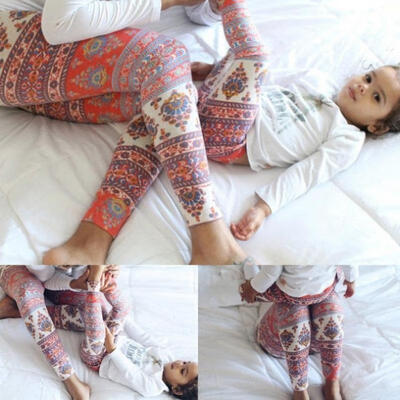 

Parent-child Pants Mom Baby Floral Print Trousers Soft Cotton Leggings Trousers