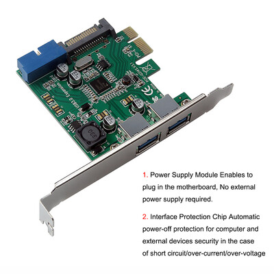 

PCI-E to USB 30 High Speed Expansion Card 19-PIN PCI Express Adapter Converter Card For Desktop PC