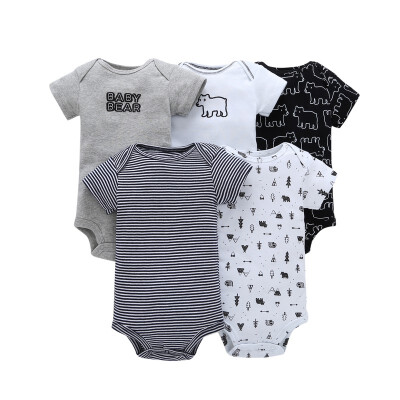 

2019 New 5 PCSlot Newborn Baby Bodysuits Short Sleevele Baby Clothes O-neck 0-12M Baby Jumpsuit 100Cotton Clothing Infant sets