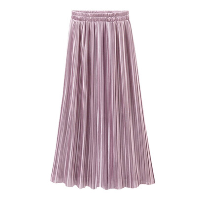 

Roseonmyhand Women Vintage Casual High Waist Long Solid Fashion Daily Pleated Skirt