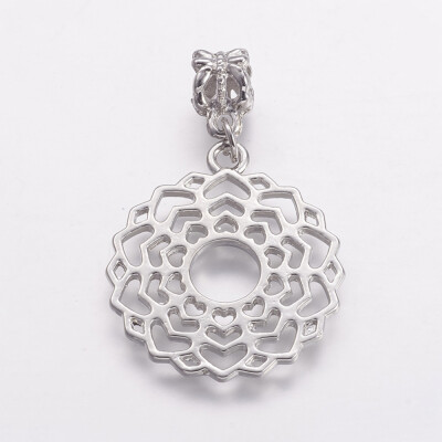 

Alloy European Dangle Beads Large Hole Pendants Chakra Sahasrara Platinum 41mm Pendant 30x26x2mm Hole 4mm