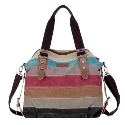 

Canvas Stripe Travel Women Tote Handbag Casual Large Crossbody Shoulder Bag