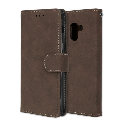 

MOONCASE Samsung Galaxy A8 2018 Vintage Scrub 3 Card Case - Brown