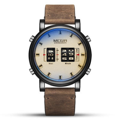 

MEGIR Roller Quartz Wristwatch Mens Business Watch With Leather Strap