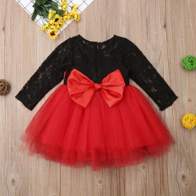 

Baby Kids Girl Lace Bow Tutu Dress Birthday Wedding Pageant Party Princess Dress