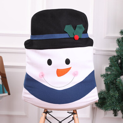 

1 Pcs Cute Christmas Seat Cover Chair Cover Chair Back Snowman Dinner Home Christmas Decor