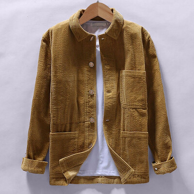 

Tailored Mens Autumn Fashion Shirts Casual Long Sleeve Solid Tops Corduroy Casual Blouse
