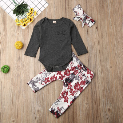 

Newborn Infant Baby Girl Tops Romper Floral Long Pants Outfits Clothes Tracksuit