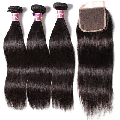 

UNice 8A Malaysian Straight Hair Bundles with Closure Virgin Human Hair