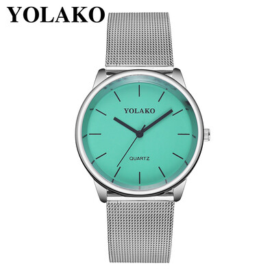 

RM YOLAKO Ladies Stainless Steel Mesh Belt Watch With Simple Mirror Quartz Watch