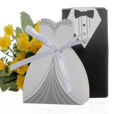 

〖Follure〗100pcs Party Wedding Favor Dress & Tuxedo Bride&Candy Box