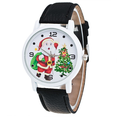 

Christmas Casual Lovers Leather Stainless Steel Quartz Analog Wrist Watches High Quality Clock watches women fashion watch