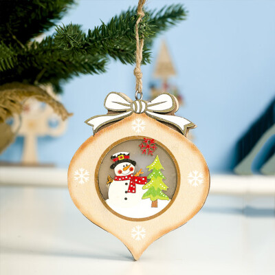 

Siaonvr Christmas Wood Painted Snowman Light Card Christmas Tree Light Small Pendant