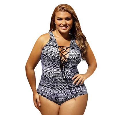 

Roseonmyhand Women One-Piece Plus Size Print Bikini Swimsuit Beachwear Swimwear Bathingsuit