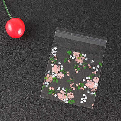 

100 PcsPack Flower Self Adhesive Cellophane Sweet Cookies Candy Party Xmas Gift Bag