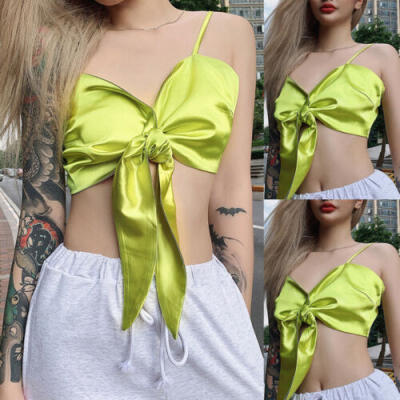 

Fashion Women Off Shoulder Backless Bandage Crop Tops Sleeveless T-Shirt Blouse