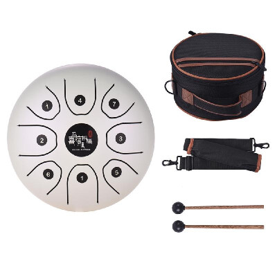 

8 Inch Compact Size 8-Tone Steel Tongue Drum C Key Percussion Instrument Hand Pan Drum with Drum Mallets Carry Bag