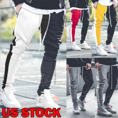 

US Mens Slim Fit Urban Straight Leg Trousers Casual Pencil Jogger Cargo Pants