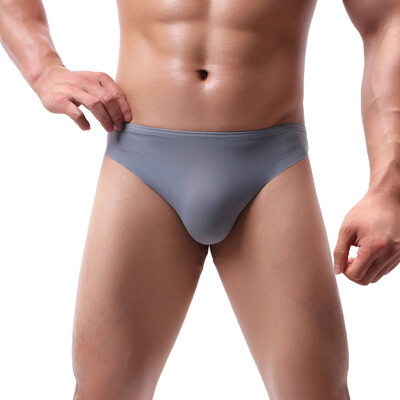 

Tailored Mens Sexy Underpants Pure Color Breathable Patchwork Ice-silk Underwear