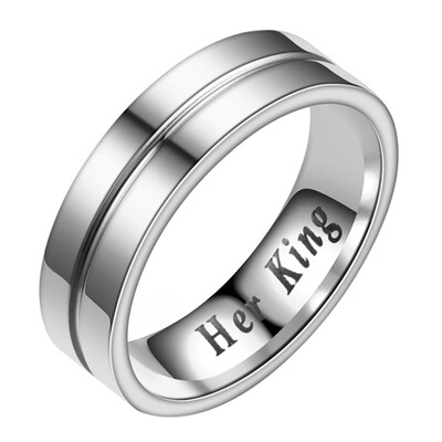 

Titanium Steel Her King His Queen Fashion Couple Ring