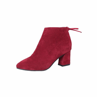 

Booties womens thick heel&bare boots single boots autumn&winter new frosted zipper high heels Martin boots pointed boots