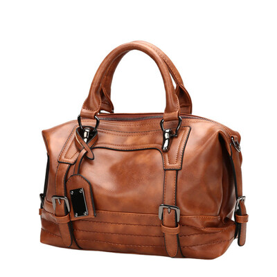 

Retro Solid Color Faux Leather Women Tote Handbag Crossbody Shoulder Boston Bag