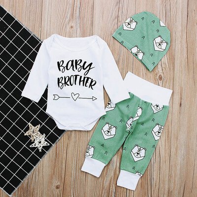 

Newborn Infant Baby Boys Letter Romper JumpsuitBears Pants Hat 3pcs Clothes Set