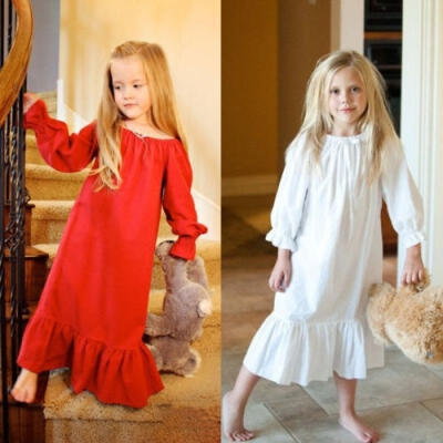 

Toddler Girl Princess Party Cotton Ruffle Longuette Nightgown Dress