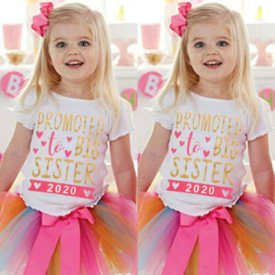 

US New Kid Baby Girls Toddler 2020 To be Big Sister Short Sleeve T-shirt Clothes