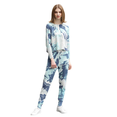

KUN XUAN Womens Casual Tie Dye Knit Set Loose 7903