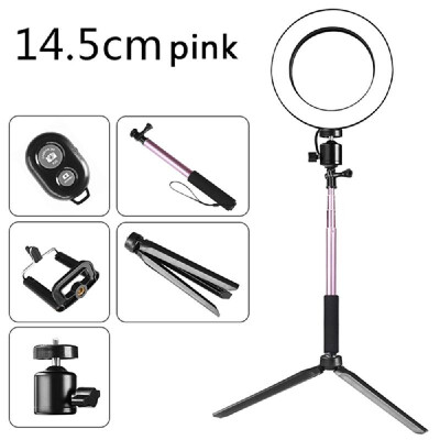 

DC5V 5W 64 LED Ring Light Round Selfie Camera Lamp with Telescopic Tripod Cellphone Holder BT Connected Remote Control 160MM Dia