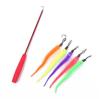 

6pcsset Funny Cat Toy Retractable Cat Stick Teaser Wand wReplacement Head