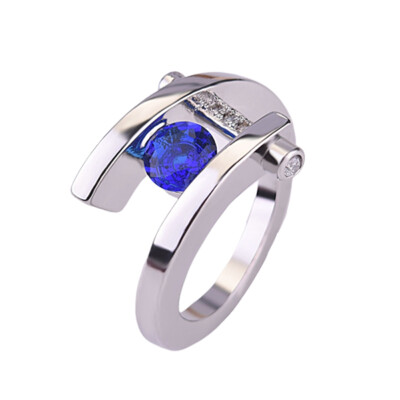 

Women Fashion 316L Stainless Steel Ring Modern 925 Sterling Silver Natural Gem Sapphire Engagement Ring