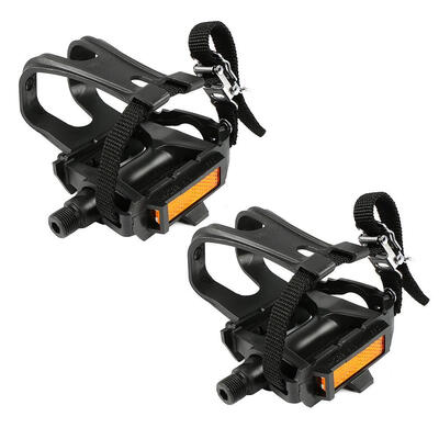 

1 Pair Mountain Road Bike Fixed Gear Bicycle Pedals with Toe Clips Straps