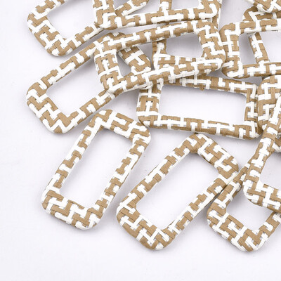 

Handmade Raffia Woven Linking Rings with Iron & Aluminum Findings Rectangle Platinum BurlyWood 54x265x4mm Inner Diameter 1