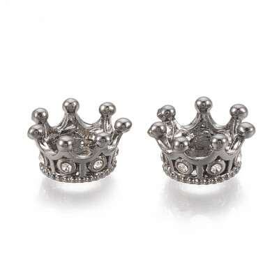 

Alloy European Beads Large Hole Beads with Rhinestone Crown Crystal Gunmetal 115x6mm Hole 5mm