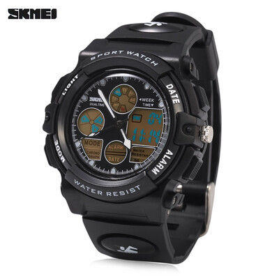 

SKMEI 1163 Dual Movt Quartz Watch Calendar Chronograph Display LED Luminous Pointer Digital Sport Wristwatch