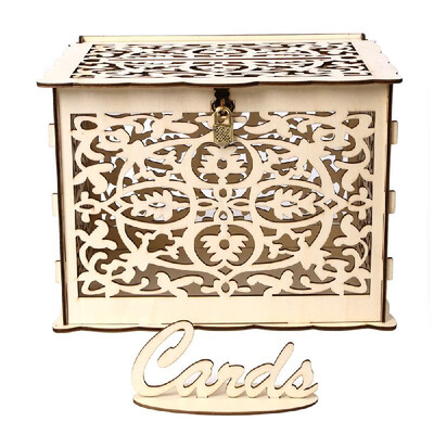 

Wedding Card Box with Lock Rustic Wood Gift Box Card Holder for Wedding Anniversary Reception Baby Shower Party