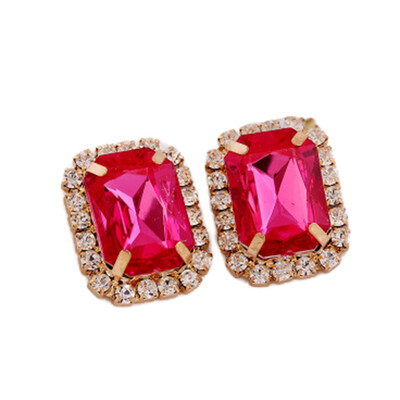 

New Design Multicolor Polygon Shaped Round Zircon Earring Ladies Sexy Super Large Stud Earring For Women Jewelry Gift