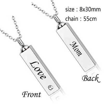 

Square Cylinders Necklace for Ashes Lettering Heart Cremation Memorial Keepsake Pendant Necklace Jewelry Love Commemorative Gift