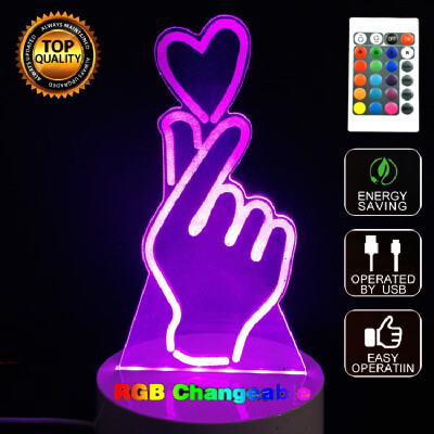 

Gesture Than Heart 3D LED Night Light Touch Table Desk Lamp